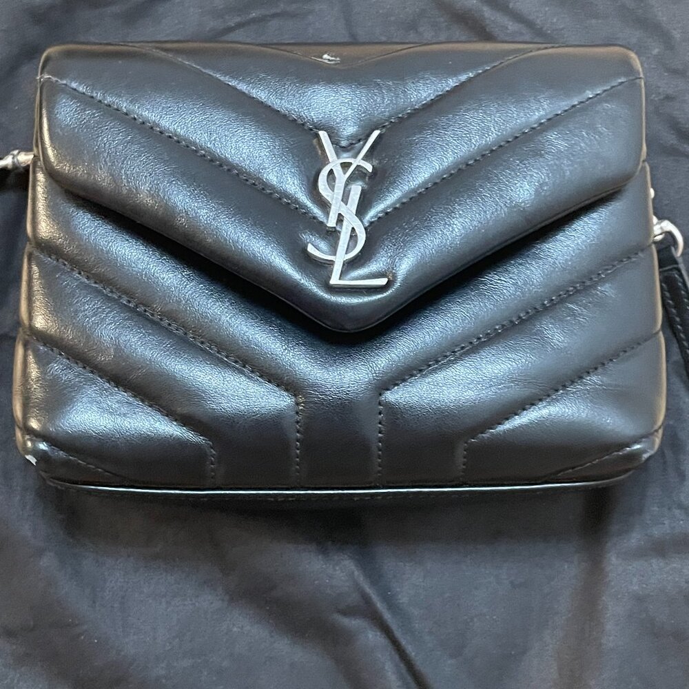 Saint Laurent Calfskin Y Quilted Monogram Toy Loulou Crossbody Bag Black 2020